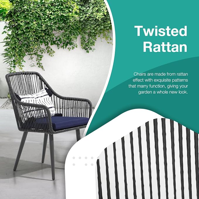 Patiorama 5-Piece Patio Dining Set, Outdoor Dining Table Chair Set, All-Weather - Image 4