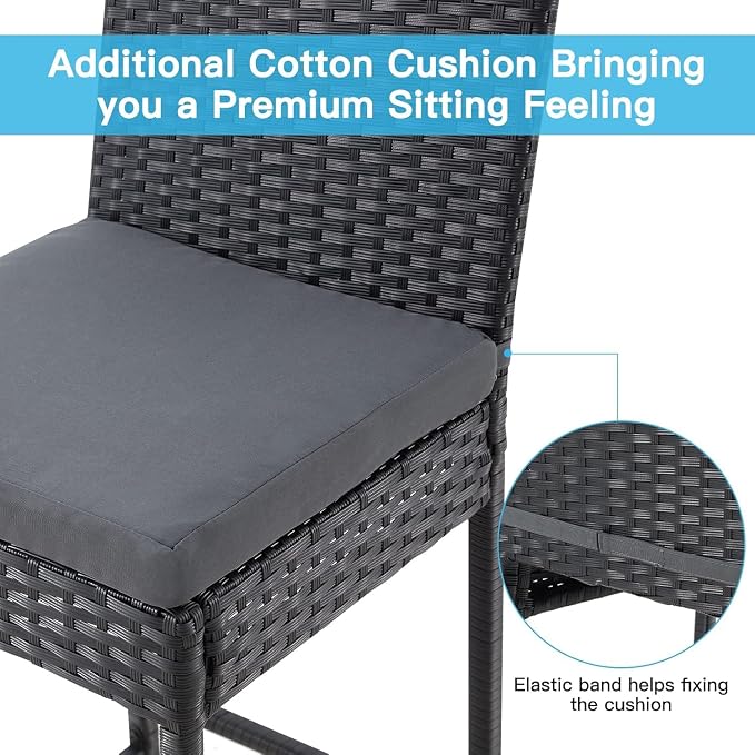 ECOTOUGE Outdoor Bar Stools, Wicker Woven Patio Stools & Patio Bar Chairs - Image 6