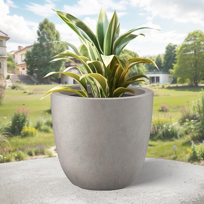 Kante 18 Inch Dia Round Concrete Planter, Indoor Outdoor Large Plant Pot - Image 5