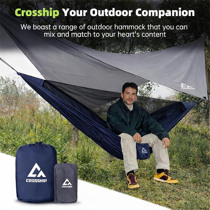Camping Hammock with Mosquito Net and RainFly Tarp - Image 4