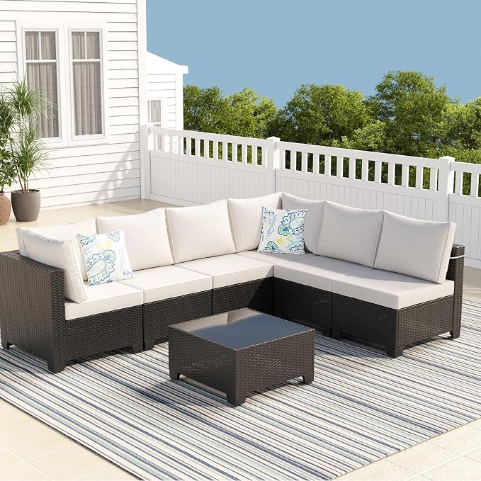Outdoor Wicker Patio Furniture Set, Rattan Sectional Sofa Set - Image 6