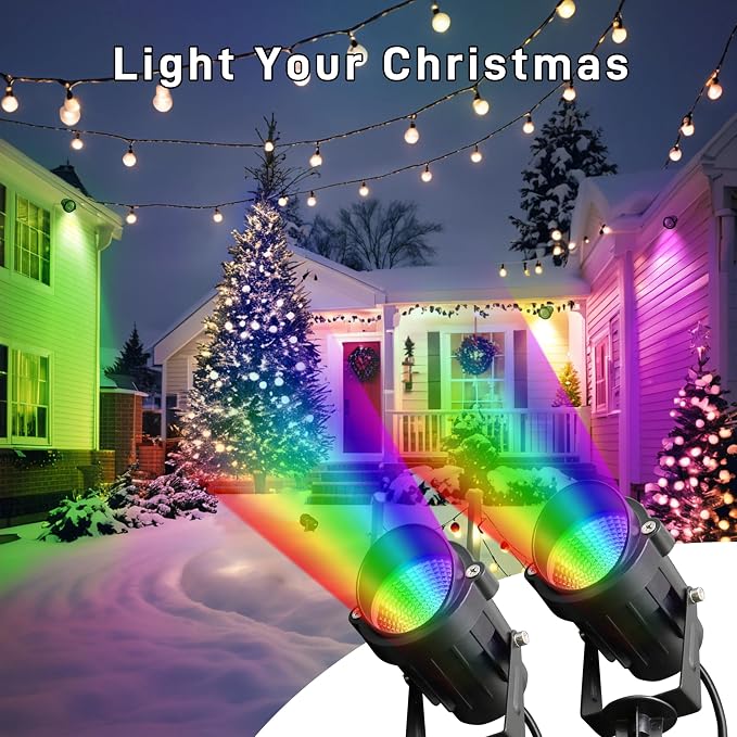 12W RGBW Color Changing Landscape Spotlights, 110V Plug-in Outdoor LED Spot - Image 9
