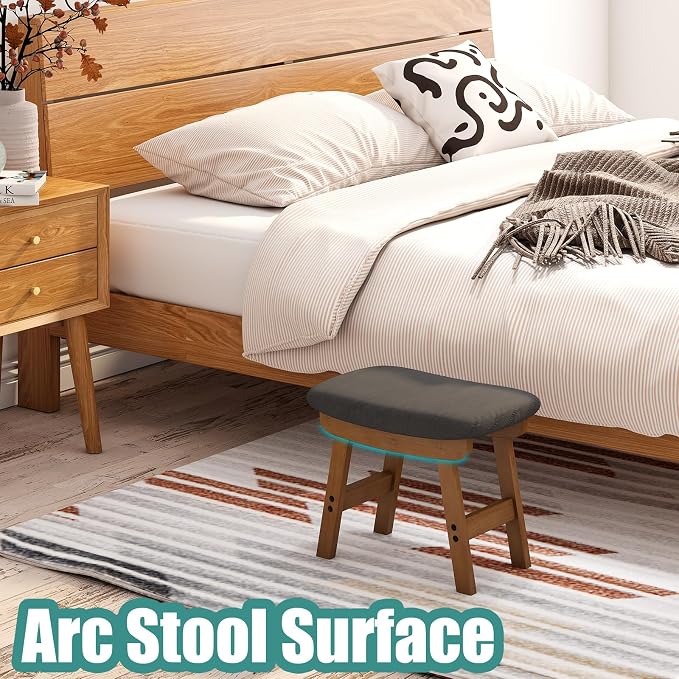 Gray Foot Stools Ottoman, Small Soft Footrest Ottoman - Image 5