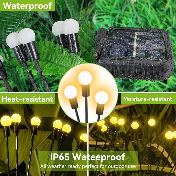 Solar Garden Lights Outdoor Waterproof, 4 Pack 32 LED Swaying Light Firefly - Image 4