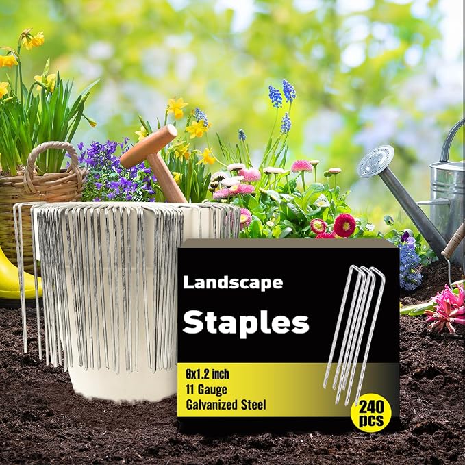 HongWay 240 Pack 6 Inch Landscape Staples, Garden Stakes Galvanized Tent Stakes - Image 3