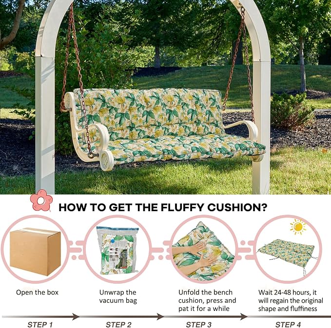 2-3 Seat Swing Replacement Cushion, Outdoor Bench Cushions - Image 3
