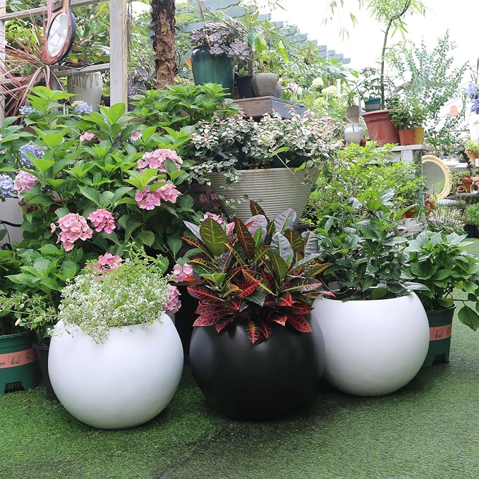 13.5 H x 17" Dia Round Fiberstone Planter - Image 8