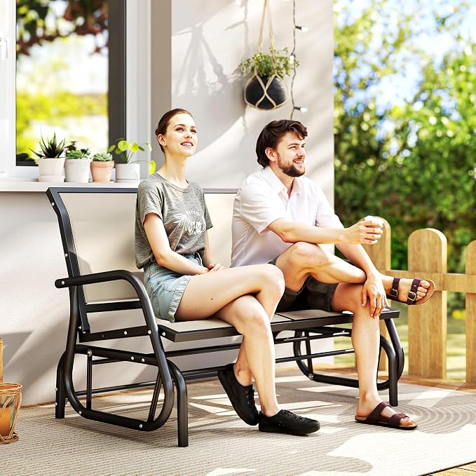 Outsunny 2-Person Outdoor Glider Bench, Patio Double Swing Rocking Chair - Image 2