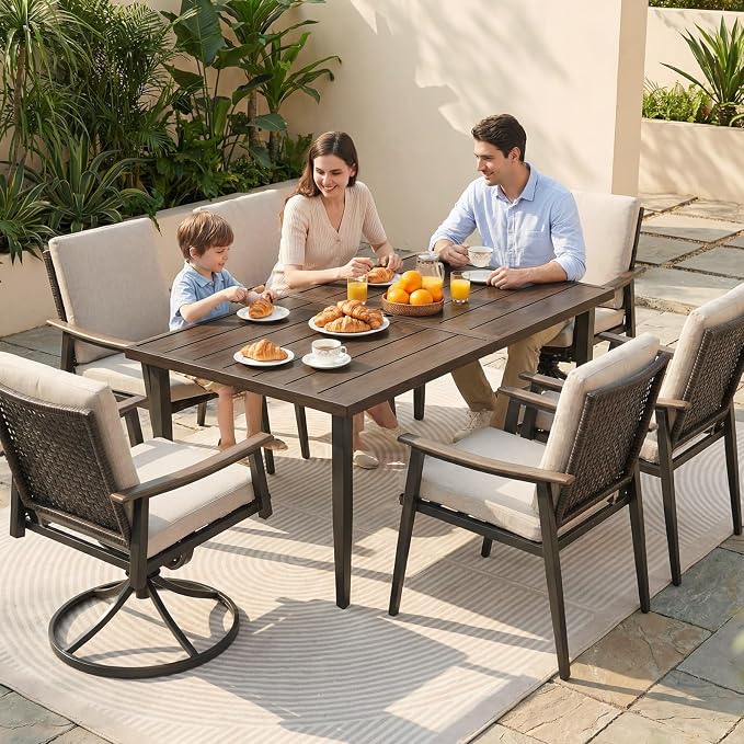 NATURAL EXPRESSIONS 7 Piece Patio Dining Table Outdoor Furniture Set - Image 8