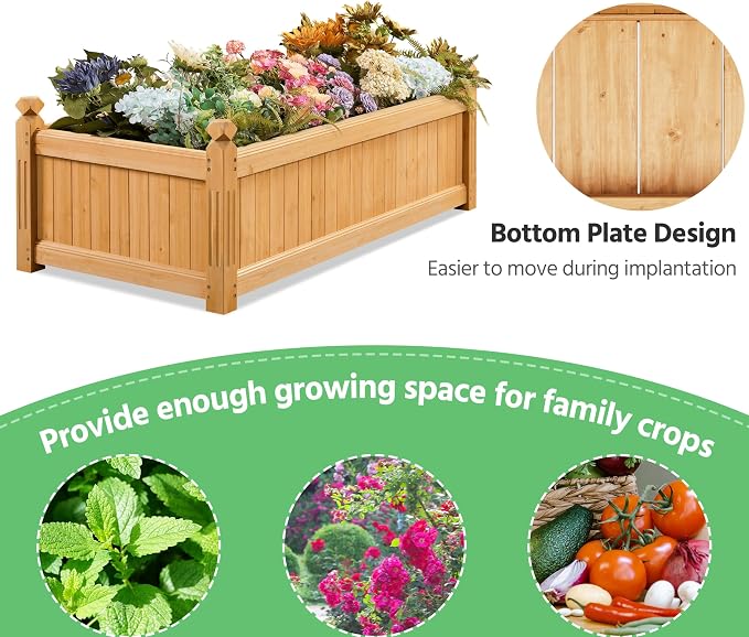 Yaheetech 46″ L × 23.5″ W × 16″ H Wooden Raised Garden Bed, Horticulture Wood - Image 9