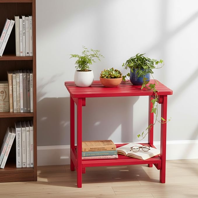 Shine Company Providence Rectangular Solid Wood Side Table, Outdoor Adirondack - Image 2