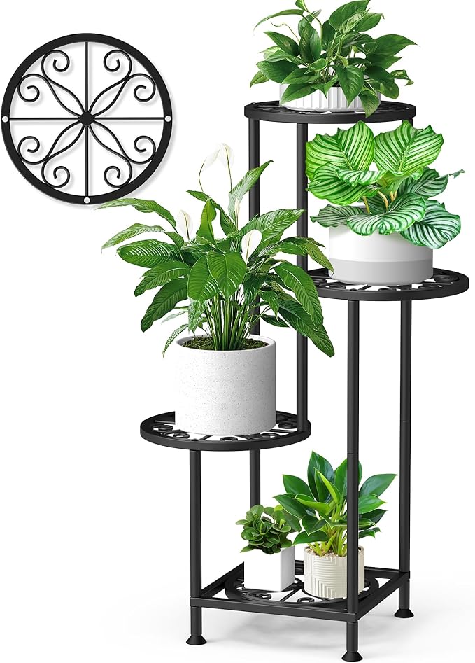 4 Tier Plant Stand Outdoor Indoor, Metal Flower Shelf Display Holder by YOCOMEY