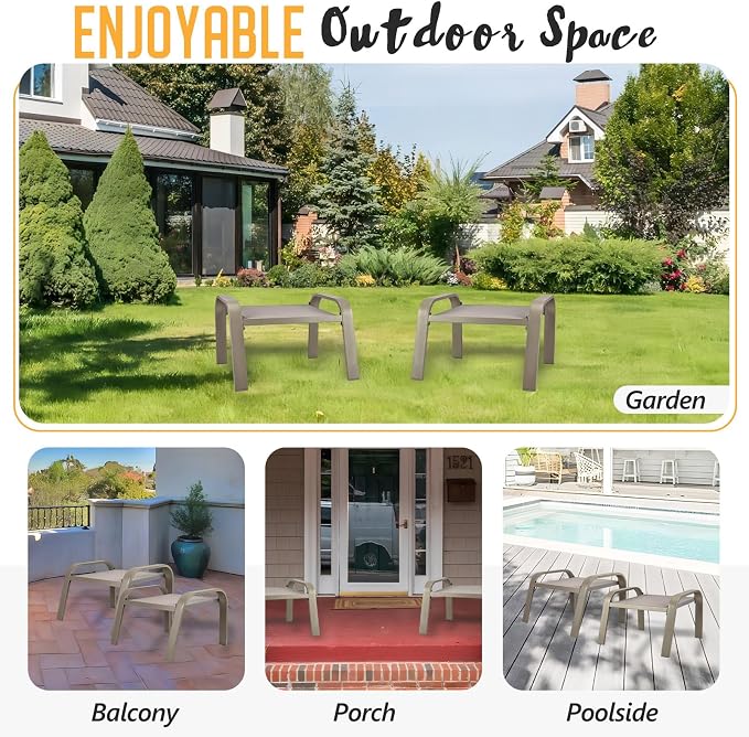 Outdoor Patio Footstools 2 Set Suit Patio Chairs Texliene Outside Ottomans Side - Image 6