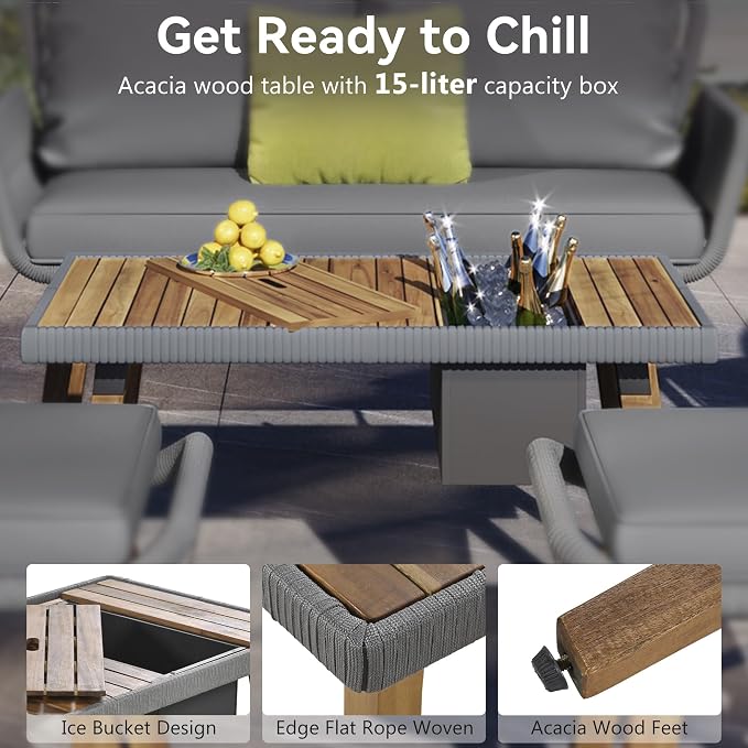 6-Piece Rope Patio Furniture Set, Outdoor Furniture - Image 8