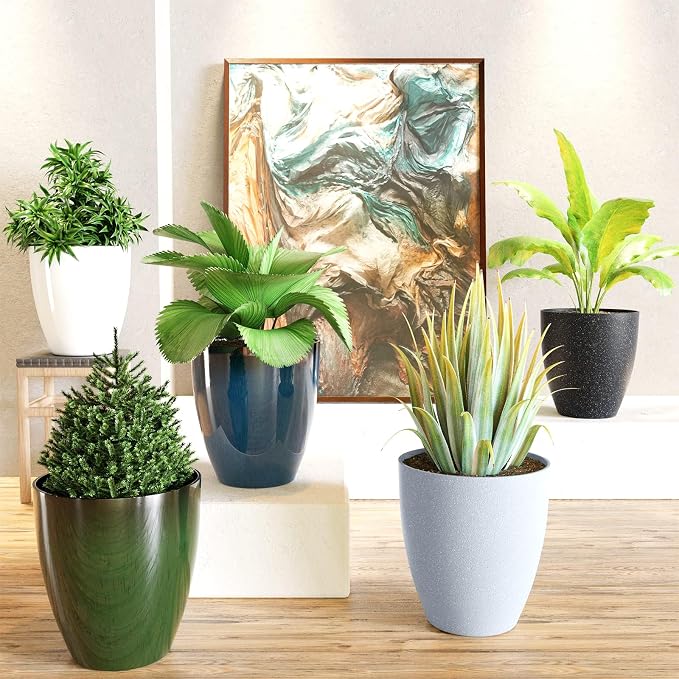 QCQHDU 10 inch Tall Planters for Indoor & Outdoor Plants, 2 Pack Sturdy - Image 7