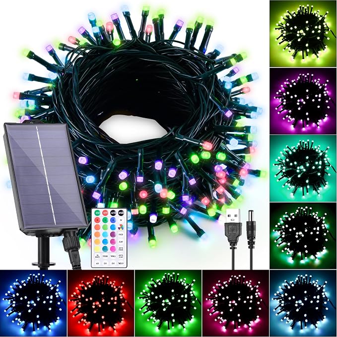 Solar String Lights Outdoor Waterproof 40Ft, 18 Colors Changing 100 LED by Hozplex