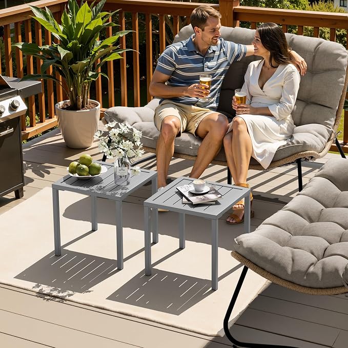 Crestlive Products Aluminum Outdoor Side Table, Pool Lounge Chair Side Table - Image 8