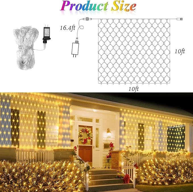 Lovelite 10ft x 10ft Net Lights, 280LED Gazebo Lights Outdoor 8 Modes Timer - Image 7