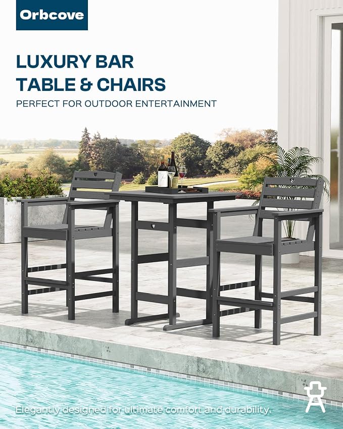 Adirondack Outdoor Bar Table, Durable HDPE Composite, Weather Resistant - Image 6