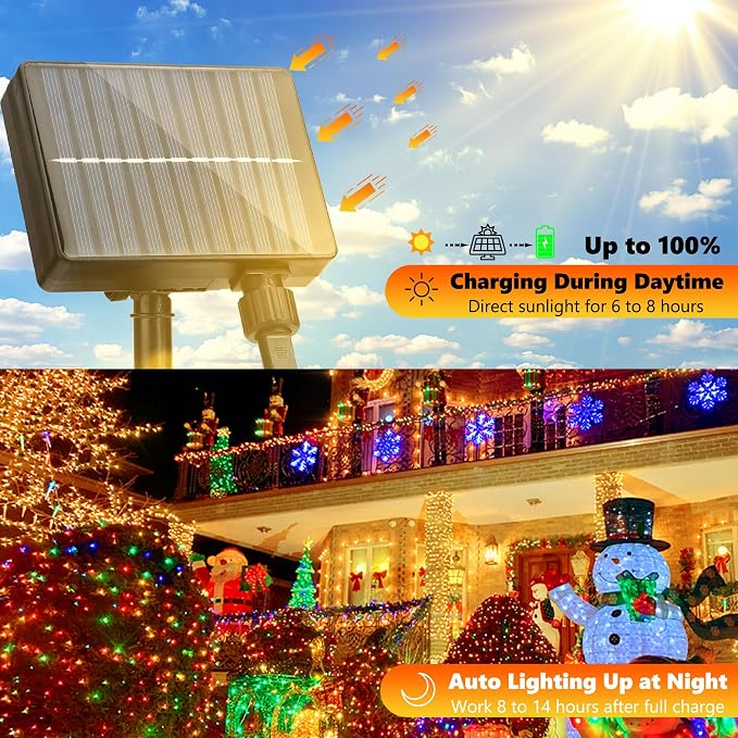 Joomer Solar Christmas Lights Outdoor, 105FT 300 LED 8 Modes Solar String - Image 3