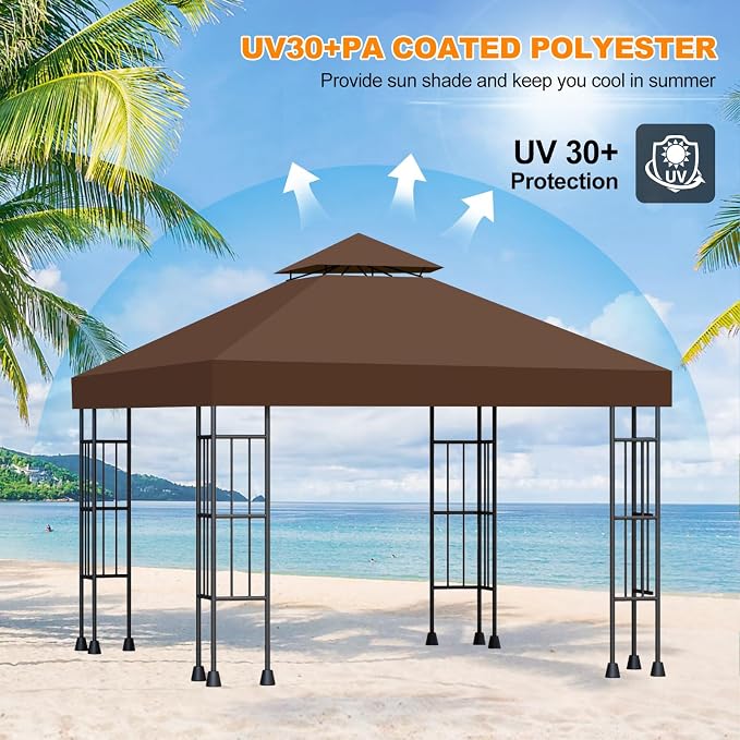 10x10 Canopy Replacement Top Cover Canopy Top Replacement Double Layer Vented - Image 6