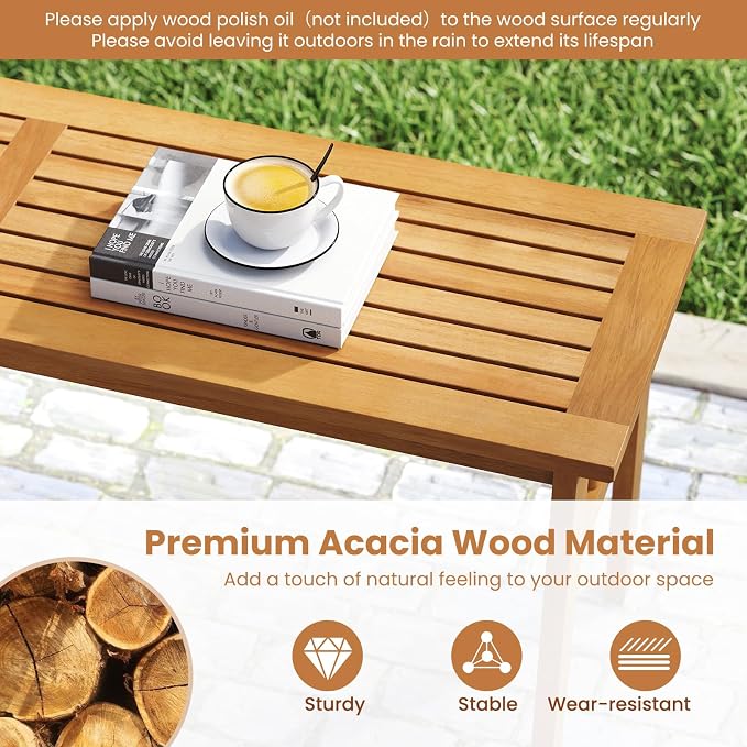 Tangkula 6 Pieces Patio Acacia Wood Dining Set, Outdoor Rectangular Table - Image 5