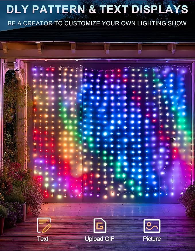 Dazzle Bright Smart Curtain Lights, 400LED 6.6FT x 6.6FT Color Changing - Image 3