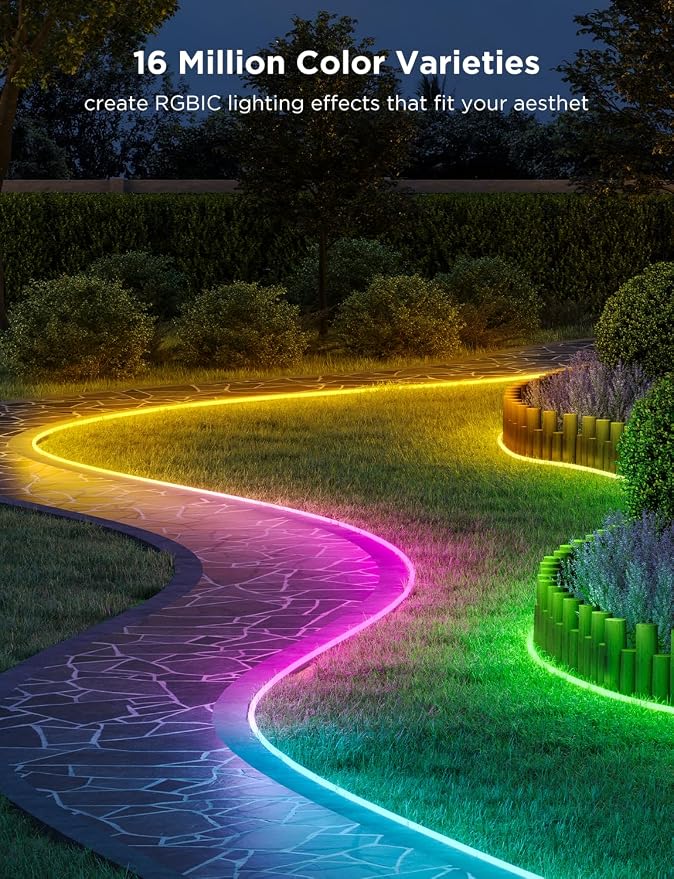 Govee Outdoor Neon Rope Lights, 65.6ft RGBIC IP67 Waterproof Outdoor Decorations - Image 2