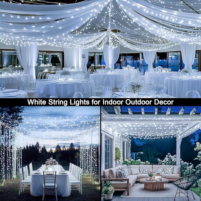 JMEXSUSS 132 ft 400 LED White Christmas Lights Indoor Outdoor Waterproof - Image 7