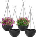 Foraineam 4 Pack Black Hanging Planters, 8.2 inch Hanging Flower Basket Planter by Foraineam