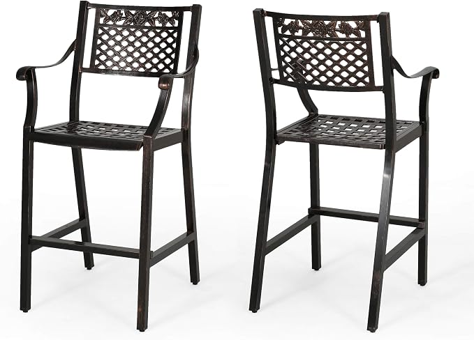 Christopher Knight Home Athena Outdoor 29" Aluminum Barstool, Copper Finish by ChristopherKnightHome