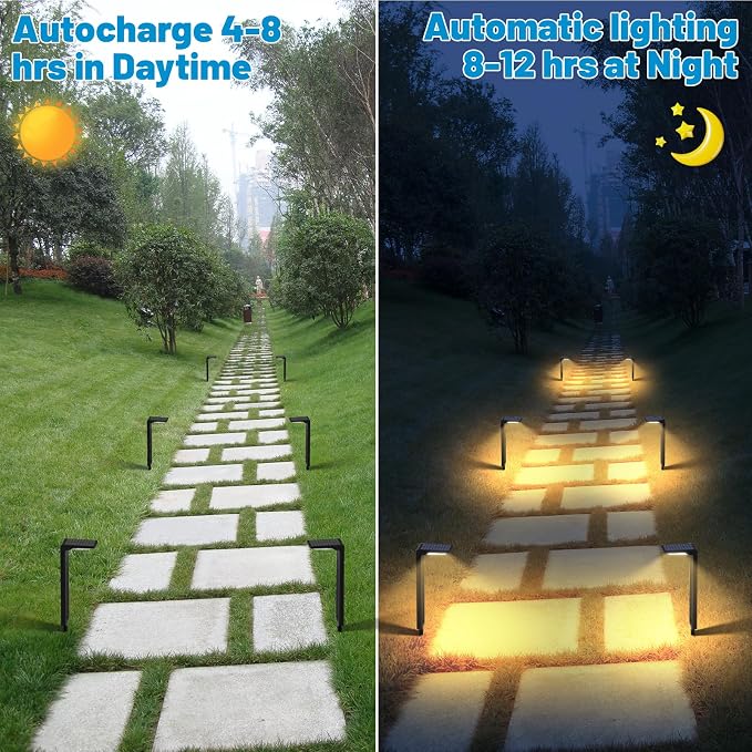 Sunvivo Solar Pathway Lights, 2 Modes, Bright Solar Path Lights Outdoor - Image 4