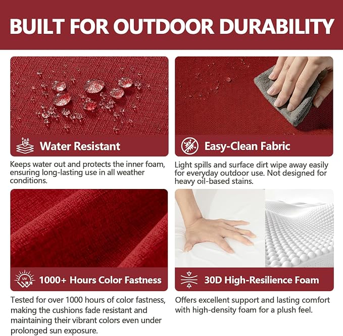 Goodgoods 24 x 24 Outdoor Patio Deep Seat Cushions 2-Pack, 1000+ Hours - Image 3