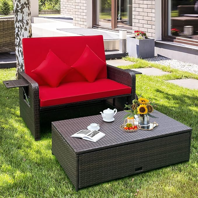 HAPPYGRILL Patio Rattan Wicker Daybed - Image 2