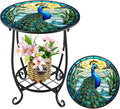 Outdoor Side Table Round Small Mosaic Patio Accent Indoor End Plant Coffee Tea by Cinnvoice