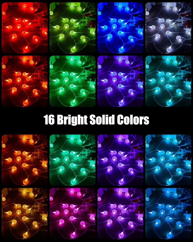 Minetom Crystal Globe String Lights - 33 ft 100 LED USB Color Changing Globe - Image 6