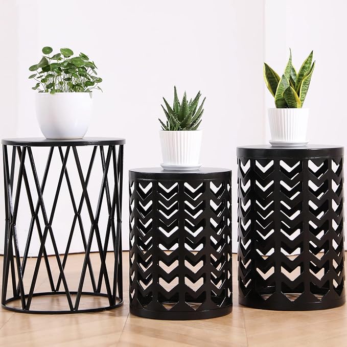 Nesting Round Metal Indoor Coffee End Tables by HFHOME