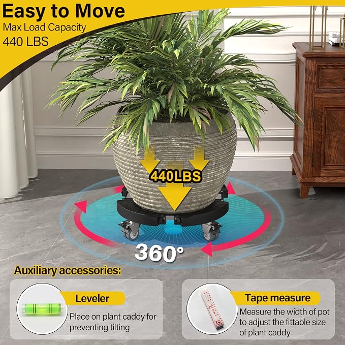 Goovilla Plant Stand with Wheels Heavy Duty, Rolling Plant Stand/Dolly/Roller - Image 2