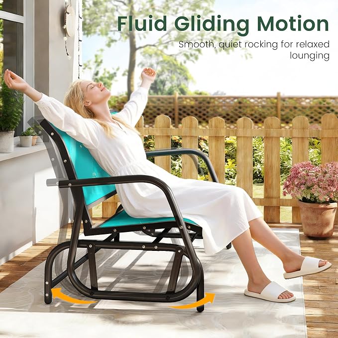 Patio Outdoor Glider Bench, High Backrest and Breathable Mesh Fabric, Yard - Image 4