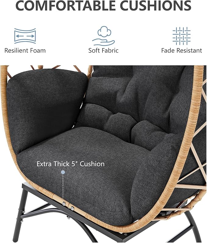 SWITTE Wicker Egg Chair Outdoor, Oversized Patio Lounge Chairs - Image 6