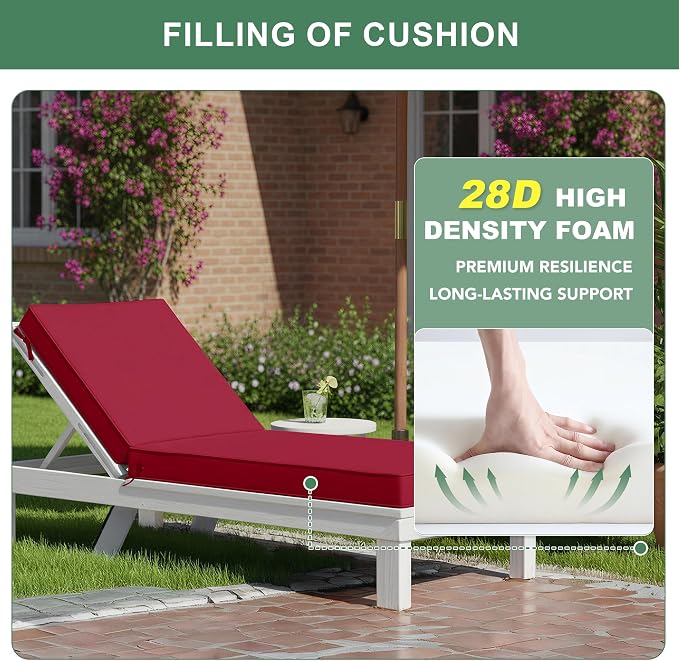Chaise Lounge Cushions Outdoor Set of 2 - Image 5
