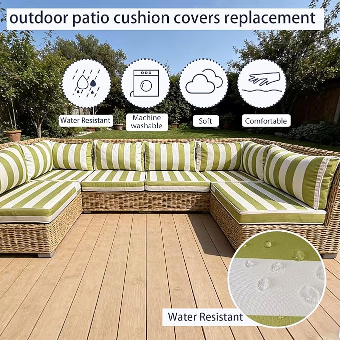 Outdoor Cushion Covers for Patio Furniture, Patio Cushion Covers Replacement - Image 5