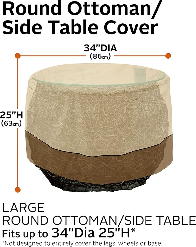 Classic Accessories Veranda Water-Resistant 34 Inch Round Patio Ottoman/Coffee - Image 3