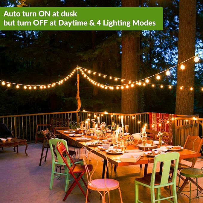 50FT Solar String Lights, Waterproof LED Outdoor String Lights, G40 Globe Patio - Image 3