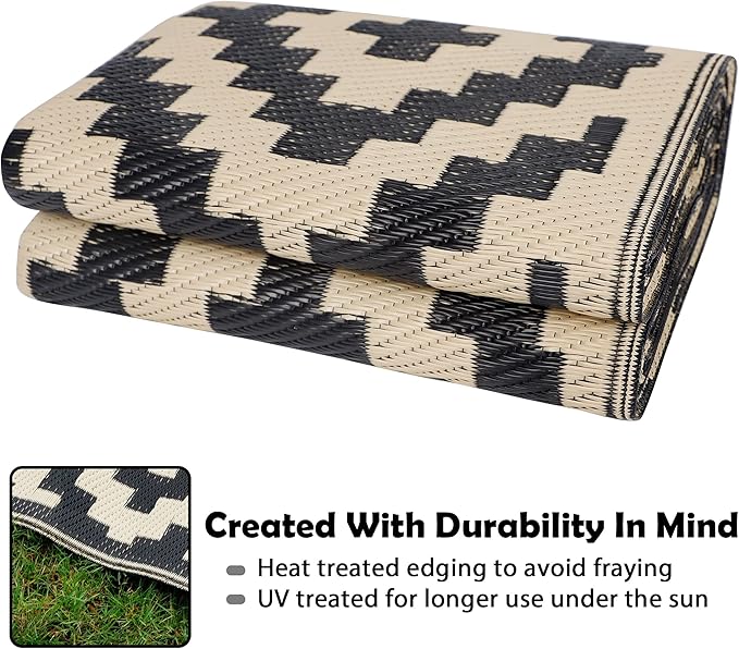 SAND MINE Waterproof Outdoor Rug 5x8 ft, Plastic Reversible Rug, Modern Area Rug - Image 4
