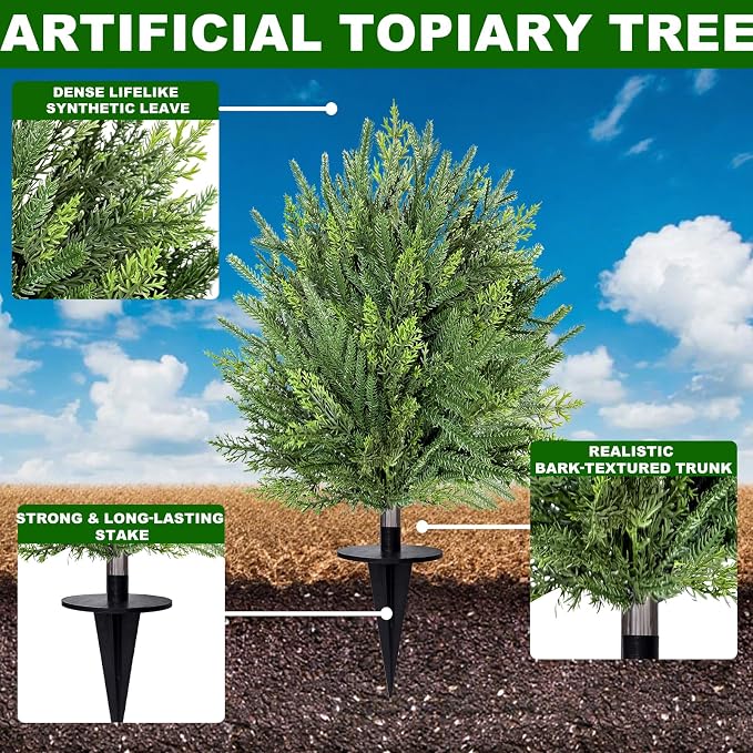 2 Pack Artificial Cypress Topiary Ball Trees - Image 9