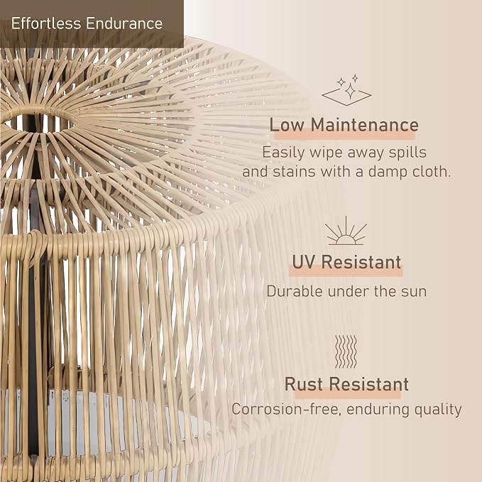 Furniture of America Ysar Boho Rattan Round Coffee Table Outdoor - Image 6