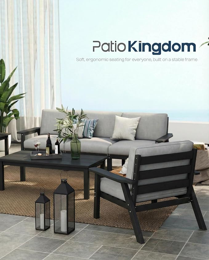 Patio Furniture Set 7 Seats, HDPE Outdoor Sectional - Image 9