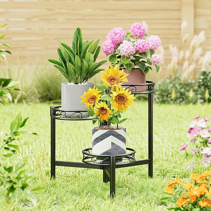3-Tier Plant Stand Outdoor, Metal Plant Stand by Unknown