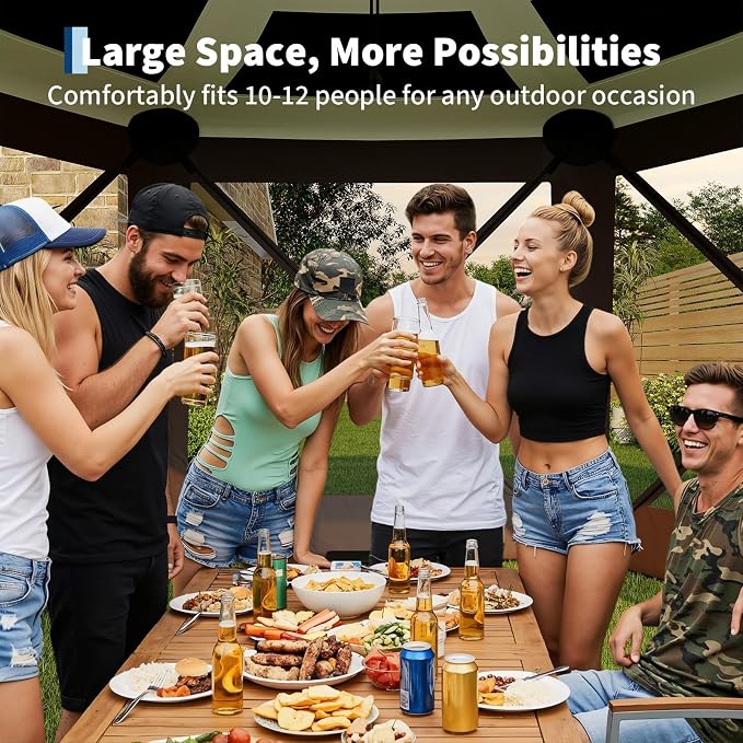 11.5x11.5FT 6-Sided Pop Up Gazebo Tent，One-Push Setup Canopy Tent - Image 5